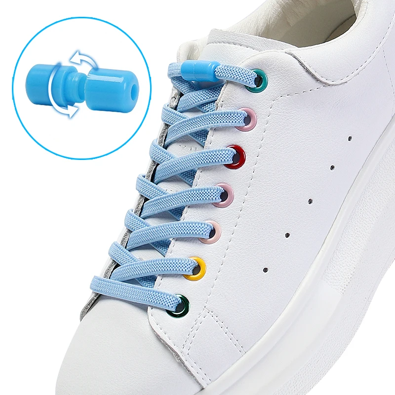 Flat Shoelaces Elastic Suitable for all shoes No tie Shoe Laces Round plastic capsule lock Adult children Lazy Shoes Lace