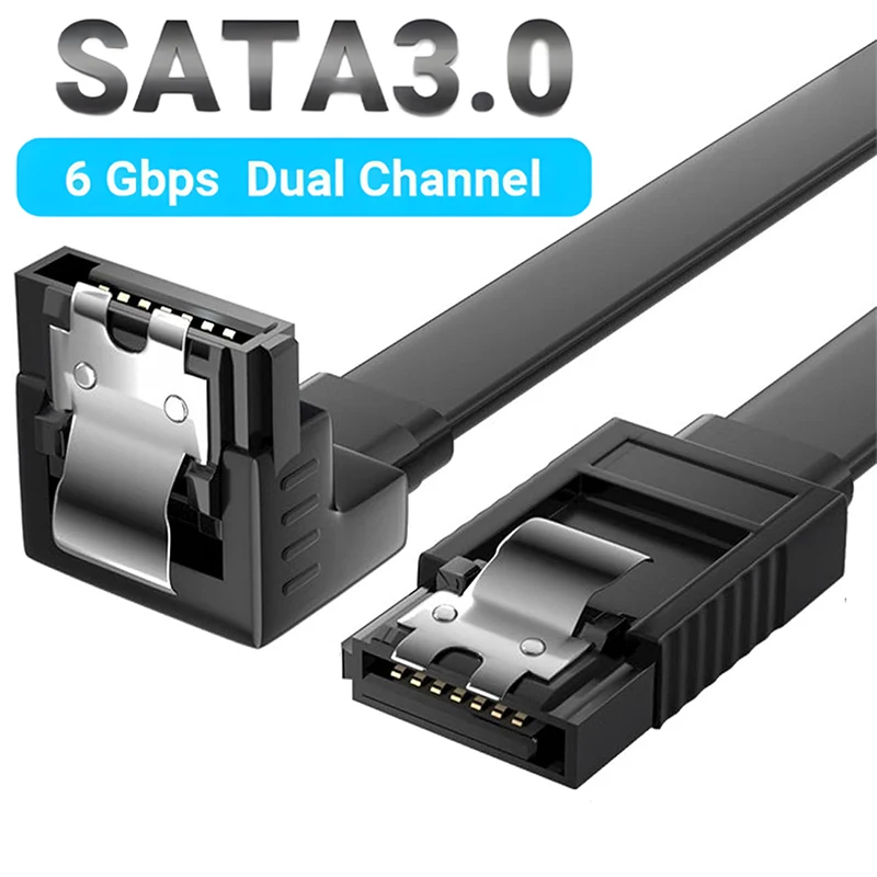 كابل SATA3.0 مستقيم للكوع 90 درجة مع مزلاج قفل لسائق HDD/SDD/SSD/CD سلك بيانات القرص الصلب المرن SATA3.0