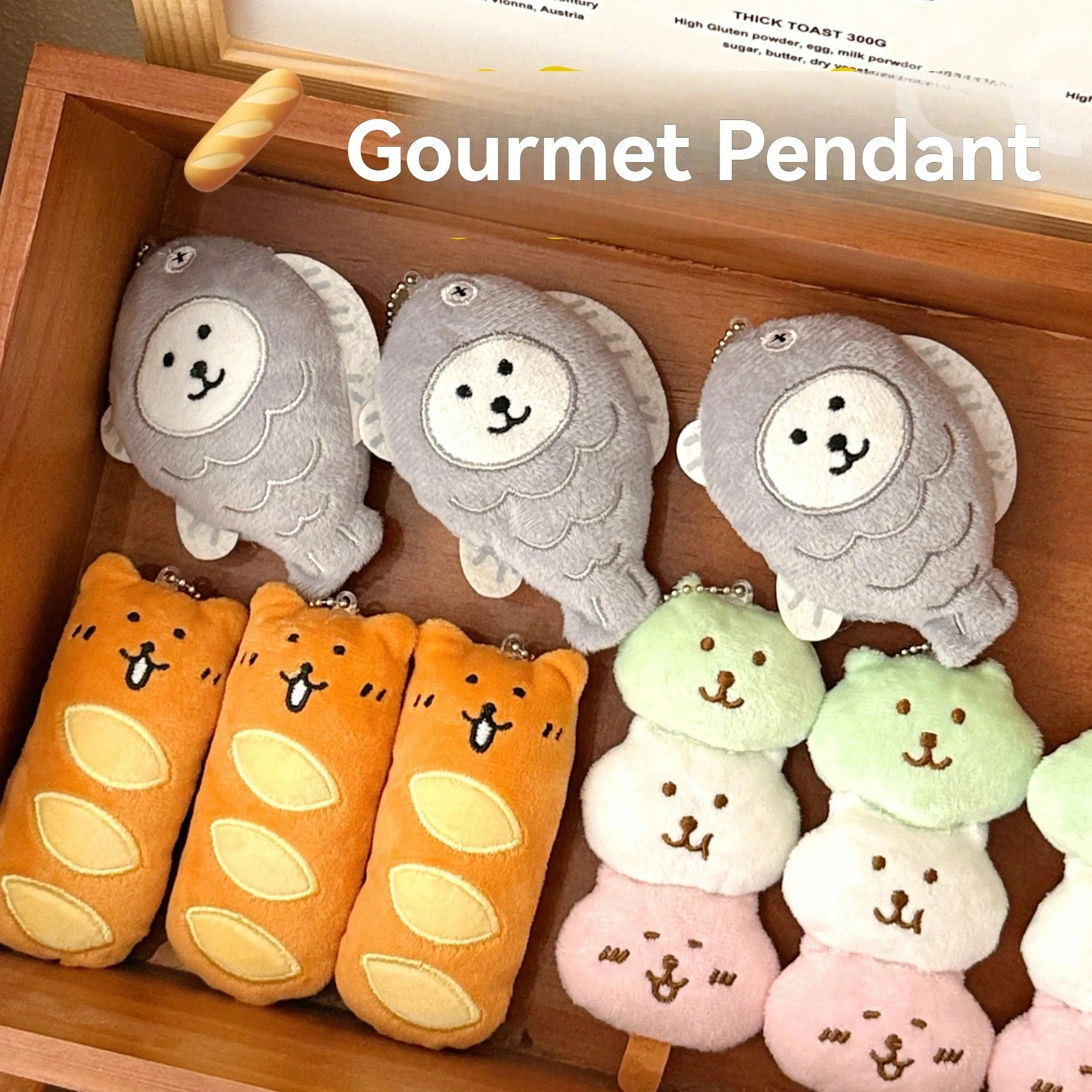 1/3 Peças Pingente de Comida Fofo Criativo de Pelúcia Chaveiro Decorativo para Bolsa