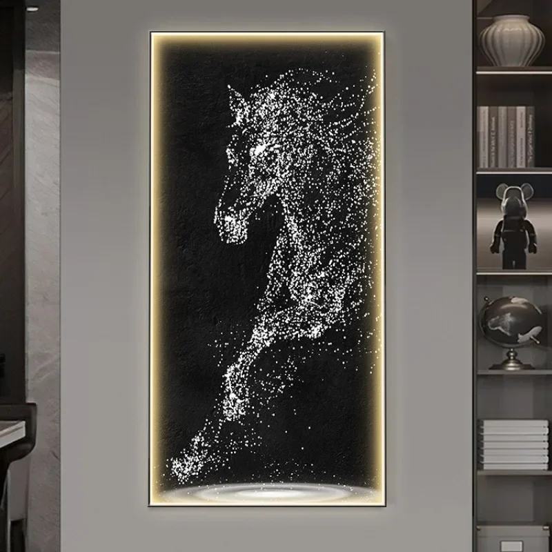 

Modern Porch Art Decoration Painting Led Light Mural Light Italian Abstract Horse Living Room Corridor Hanging Painting Light