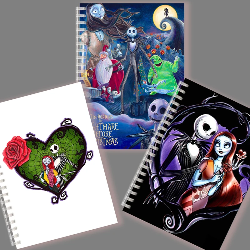 A5 Notebook Spiral Note Book Chilling Nightmare Before Christmas Quotes Halloween Theme Jack Skelington Sally Poster Cosplay