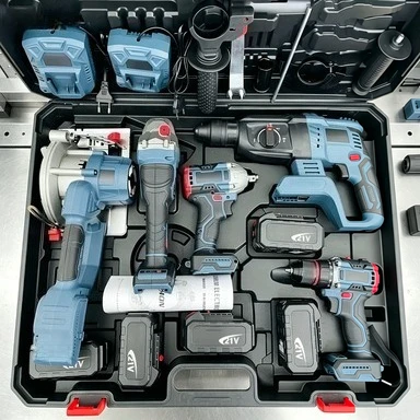 FY 5 in 1 Brushless Cordless Power Tool Set Multifunctional Lithium Impact Drill Kit for DIY Home Improvement & Professional Use
