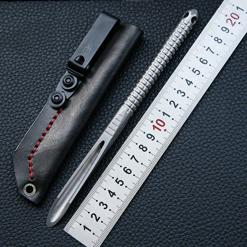 Imagem -02 - Grande Palha Tc4 Liga de Titânio Crowbar Faca de Chá Multifuncional Grande Prick Pry Bar com Bainha k Ferramentas de Janela Quebrada 197 mm