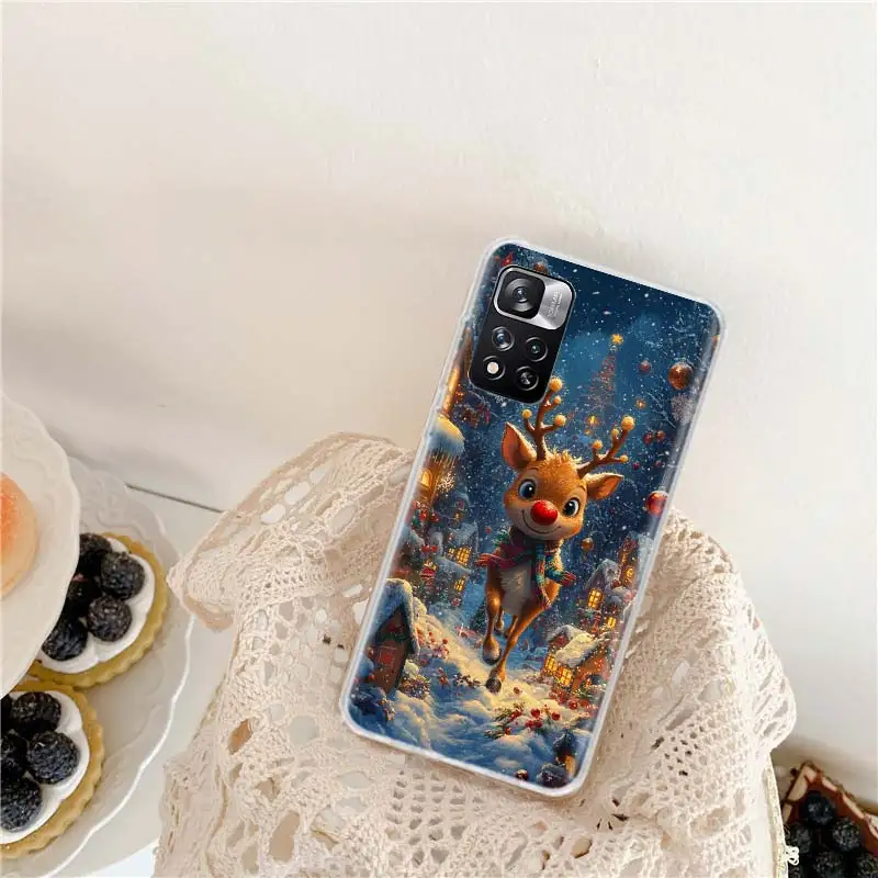 Christmas Reindeer Decorated With Snow Phone Case For Xiaomi Poco X3 GT X4 NFC M4 M5 M5S X6 X5 Pro 5G M3 Mi F6 F5 F4 F3 F2 F1 M2