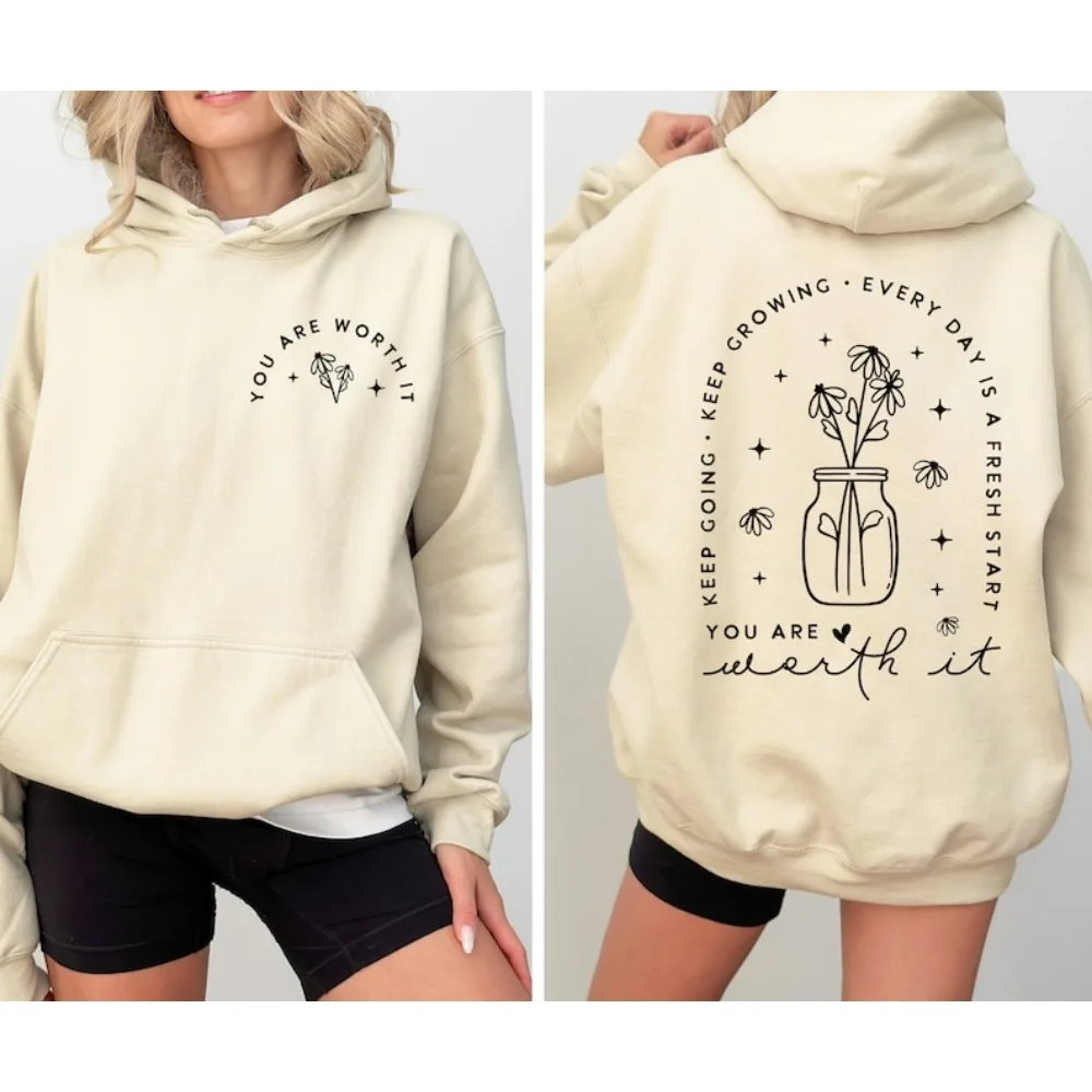 당신은 그럴 만하다 후드티 계속 가는 것이 필요하다 후드티 긍정적인 인용문 동기 부여 후드티 자기 사랑 영감을 주는 겨울 풀오버