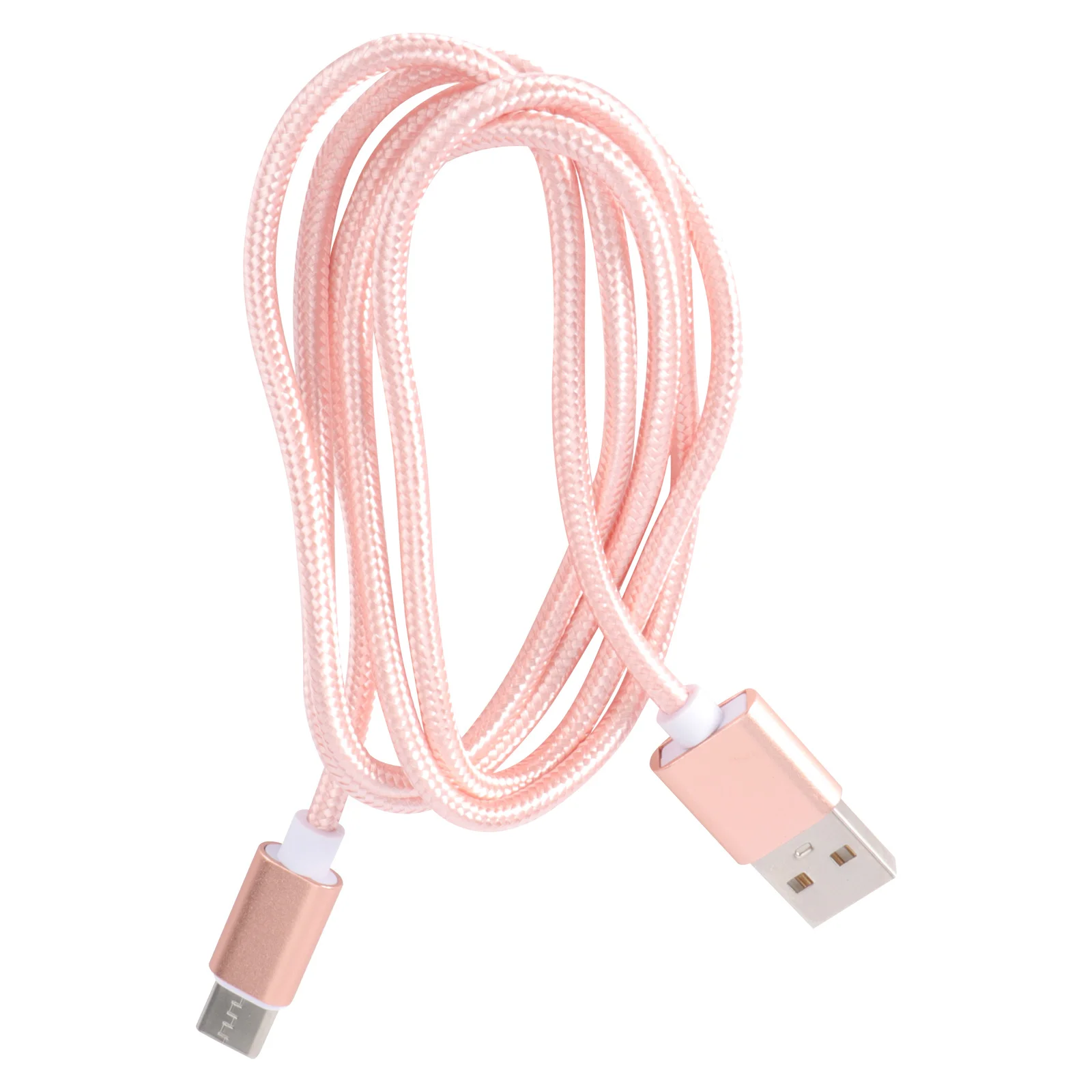 1M Nylon Braided Magnetic USB Cable Fast Charging Data Sync LED Indicator for Smartphones Tablets Rose in 1 Universal