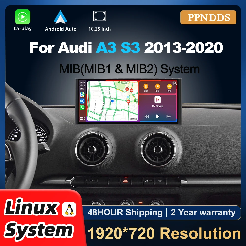 10.25''Linux Wireless Carplay Android Auto Touch Screen For Audi A3 8V 2013-2020 Car Stereo Radio Multimedia Player Navi GPS