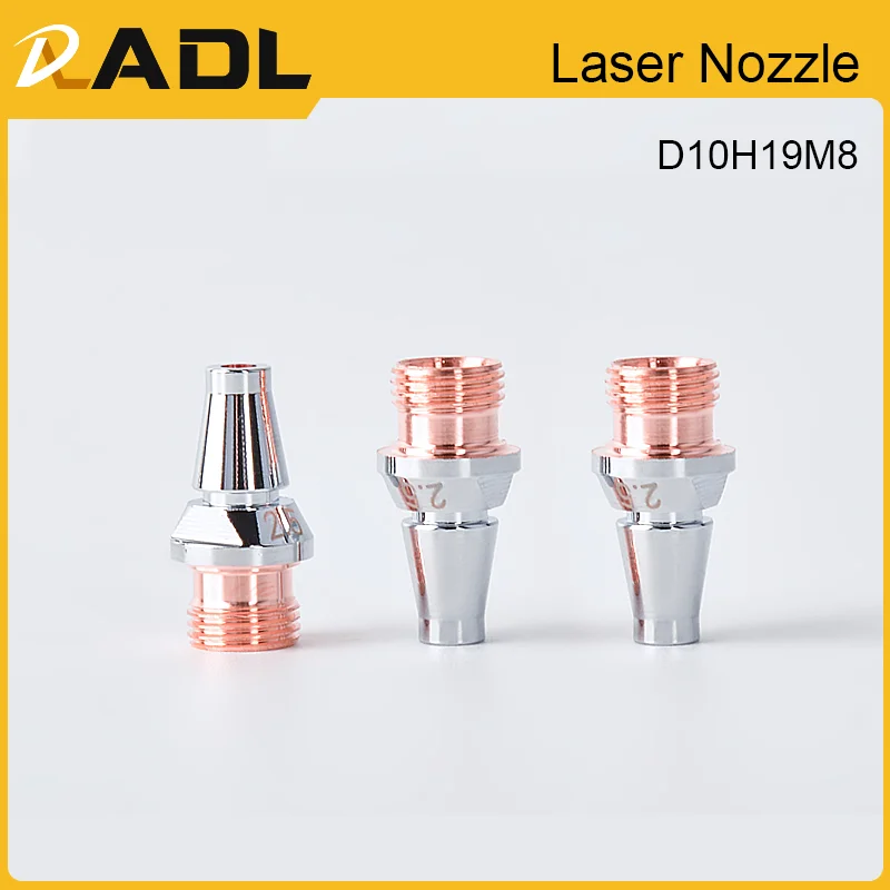 ADL 50Pcs/lot Prima Laser Nozzle Conusmables Dia.10mm H19 M8 Single Layer Nozzle Chrome-plating Used for 3D Laser Cutting