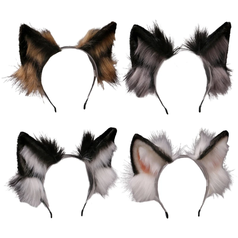 

Plush for Cat Ears Sweet Hair Band Cosplay Wolf Animal Headband Adult Headwear Halloween Christmas Hair Accessories T8NB