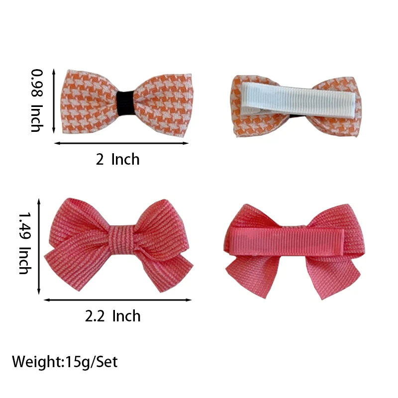 4Pcs/set New Cute Solid Color Houndstooth Bow Lovely Girls Hairpins Children Headwear Hairgrip Hair Clips Hair Accessories Gift