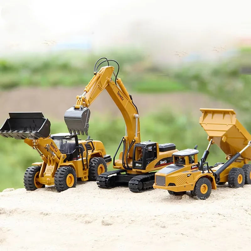 

HUINA 1/50 Excavator Engineering Truck Road Roller Model Alloy Mold Hydraulic Pressure Loader Bulldozer Construction Vehicle Toy