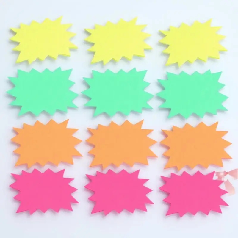 

120 шт. прочные практичные ценники флуоресцентные бумажные знаки легко клипсы для товаров, магазинов, торговых центров, супермаркетов S, желтый, оранжевый