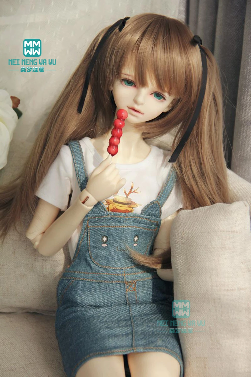

Fits 58-60cm 1/3 BJD DD SD Doll Clothes Fashion denim skirt strap dress girl gift