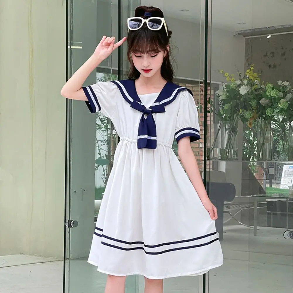 فستان أنيق للفتيات على طراز Preppy مطوي للمراهقين فساتين صيفية للأطفال لحفلات الشاطئ والعطلات للأطفال فستان الأميرات للطلاب