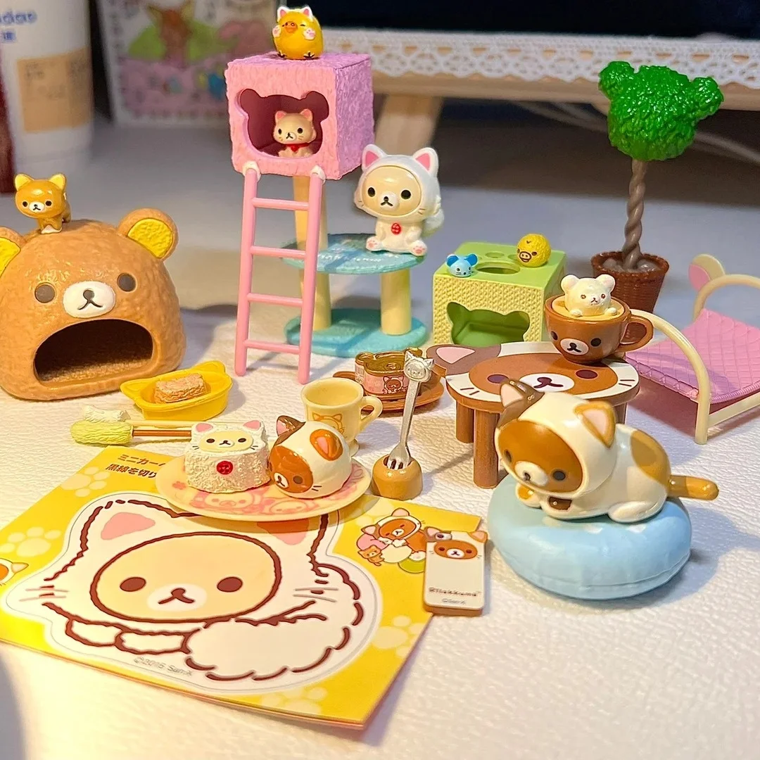 

Rilakkuma Cat Cafe Blind Box Micro Scene Miniature Figurine Collectible Trendy Toy Genuine Model In Stock Decoration