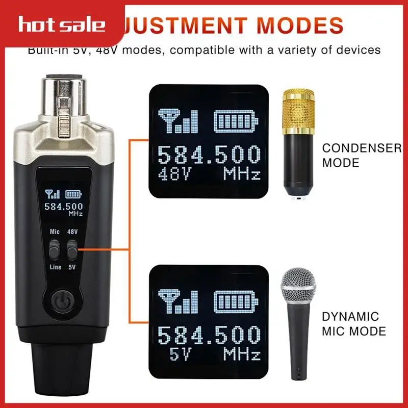 

Wireless Microphone Transmitter ABS Receiver System With Wired To Wireless Adapter For Condenser 5V/ Dynamic 48V Universal
