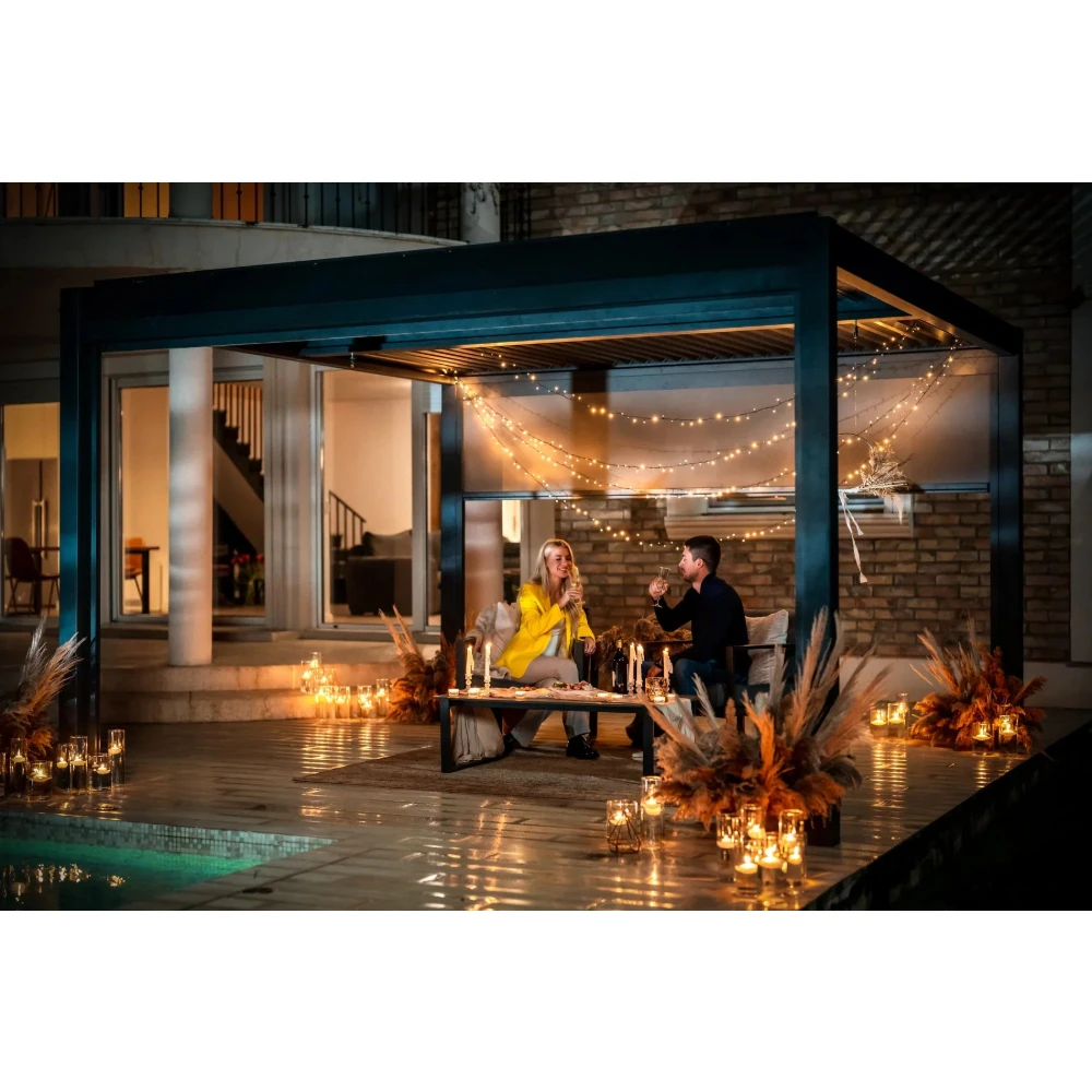 

Gazebo Pavilion 3mx4m Waterproof Aluminum Pergola Gazebo with Adjustable Louvre Roof