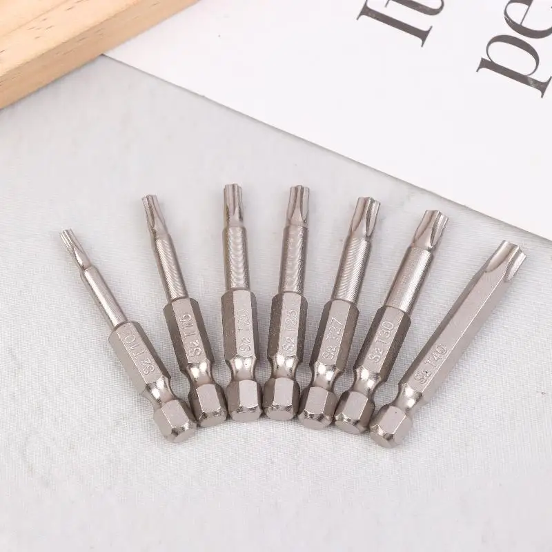 7Pcs S2 Magnetic Star Screw Driver 5 Point Screwdriver Bits 50mm 1/4