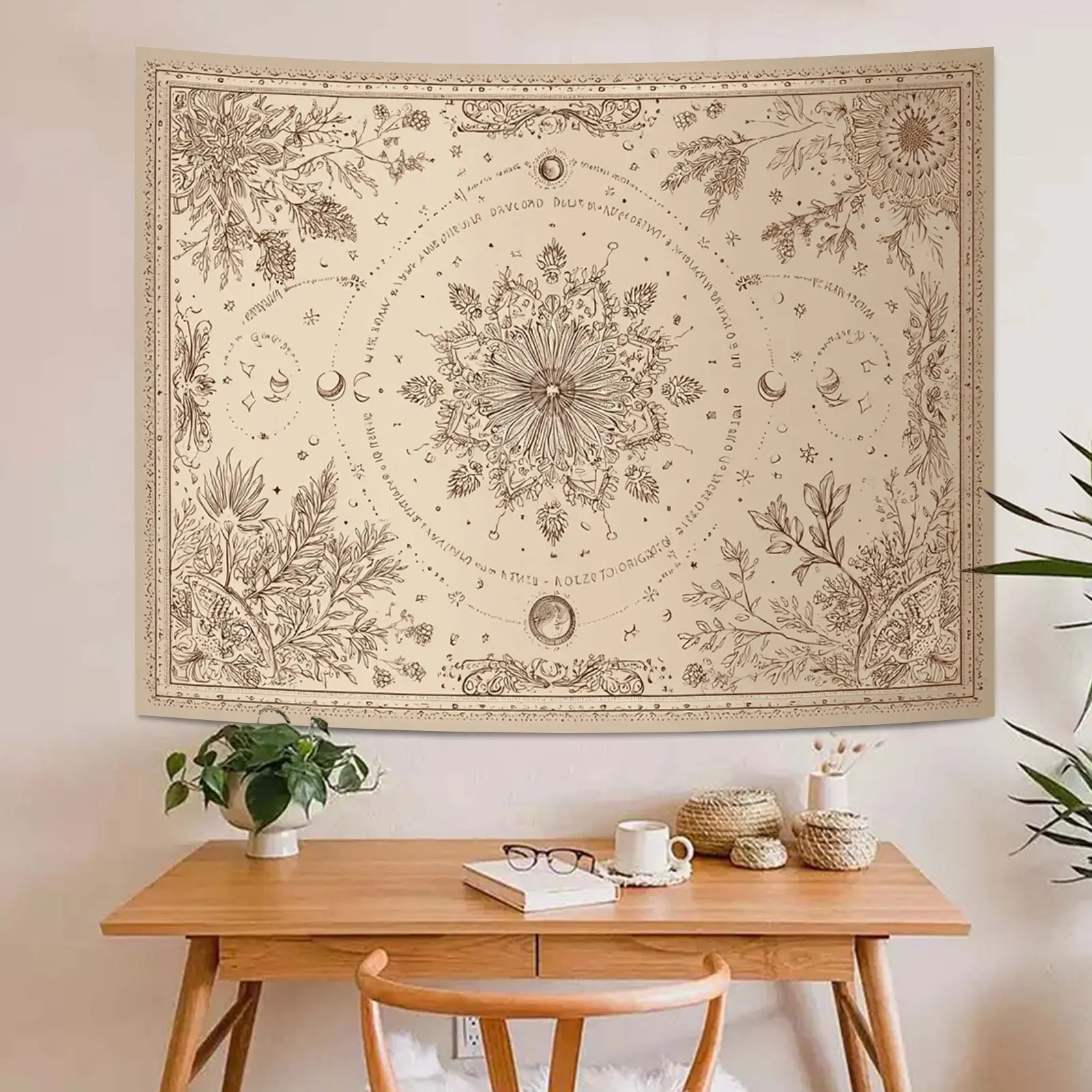 Large Bohemian Celestial Tapestry Wall Hanging Zodiac Astrology Cosmic Boho Chic Spiritual Decor Star Map Abstract Art for Witch