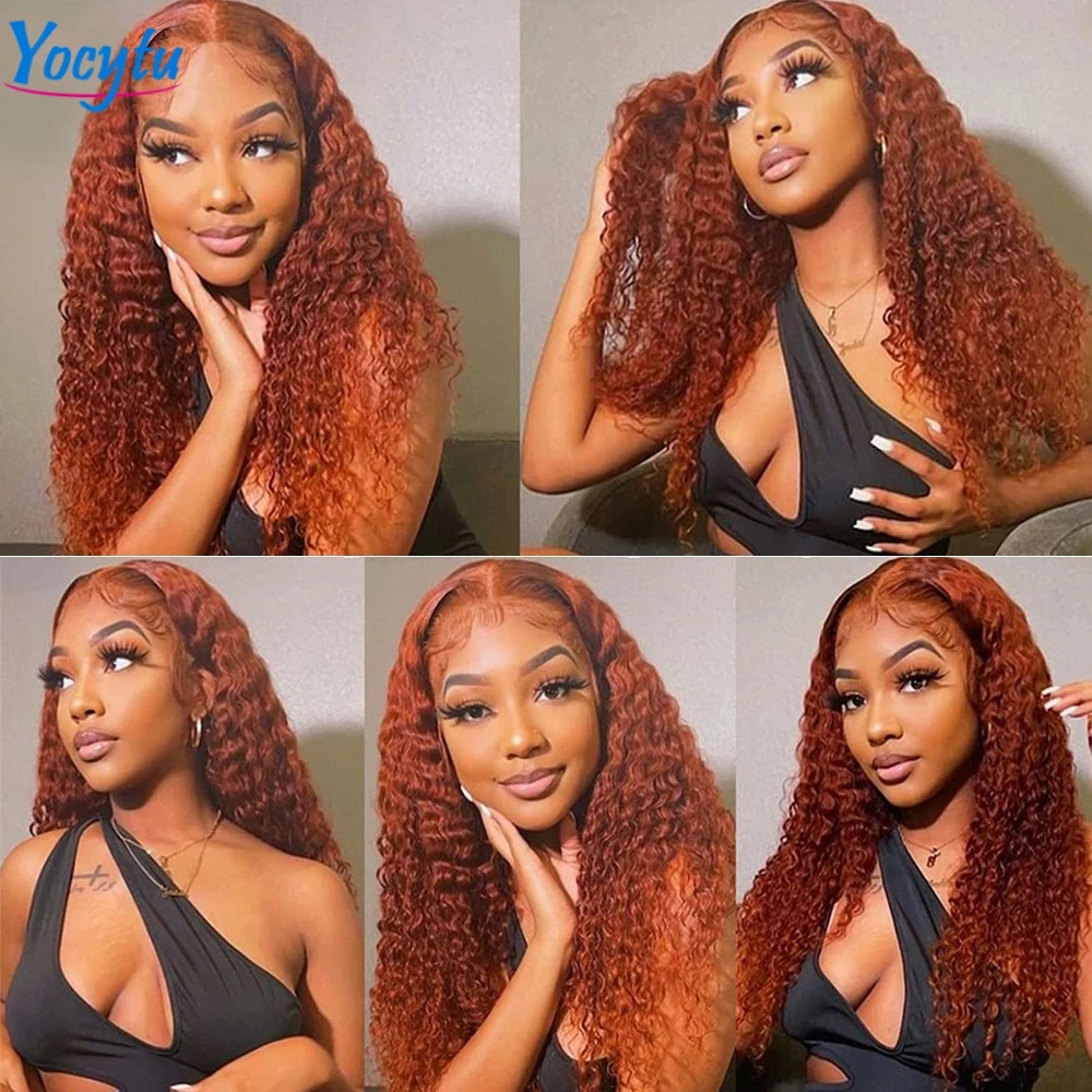 Ingwer-Perücke mit Spitzenfront, Echthaar, 200 % Dichte 350 # HD Lace Frontal Perücke 13x6 Wasser Lockiges Echthaar Perücke Transparente HD Lace Perücke – Detail 8