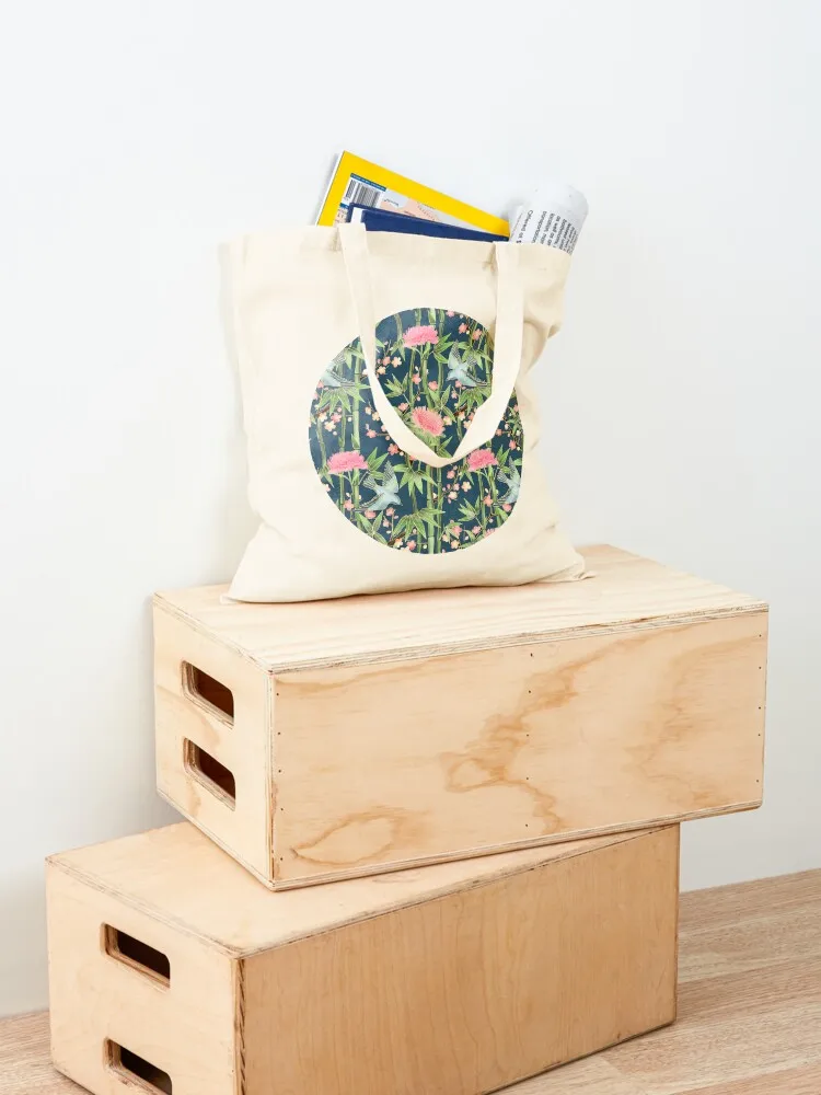 Bamboo, Birds and Blossom - dark teal Tote Bag the tote bag cute pouch bag great luxury women