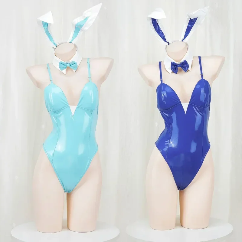 EE01 In Stock Toki Asuna Asuma Ichinose Cosplay Costume Blue Archive Sexy Leather Latex Bunny Girl Set Wig Halloween XmasIo0！