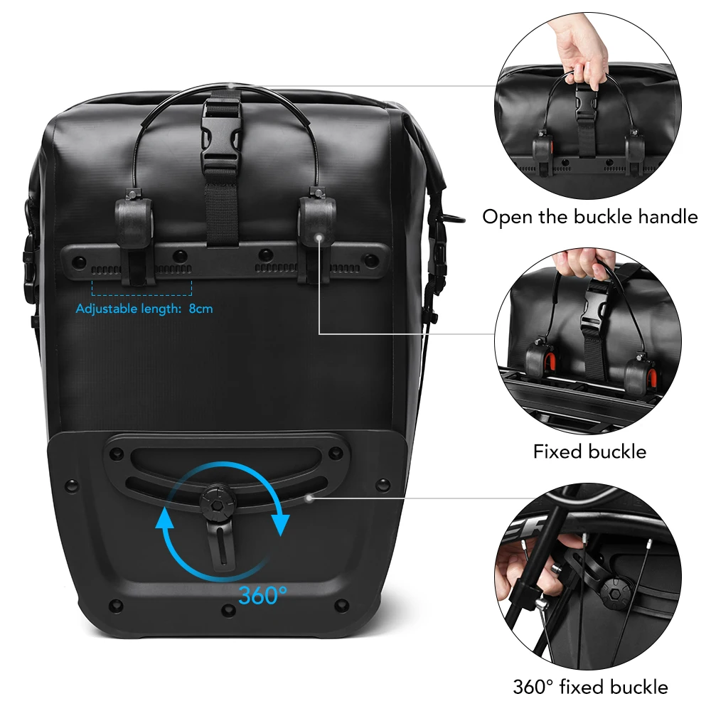 NEWBOLER 100%WaterproofBike Bag 27L Travel Cycling Bag Basket Bicycle Rear Rack Tail Seat Trunk Bag Bicycle Bag Panniers