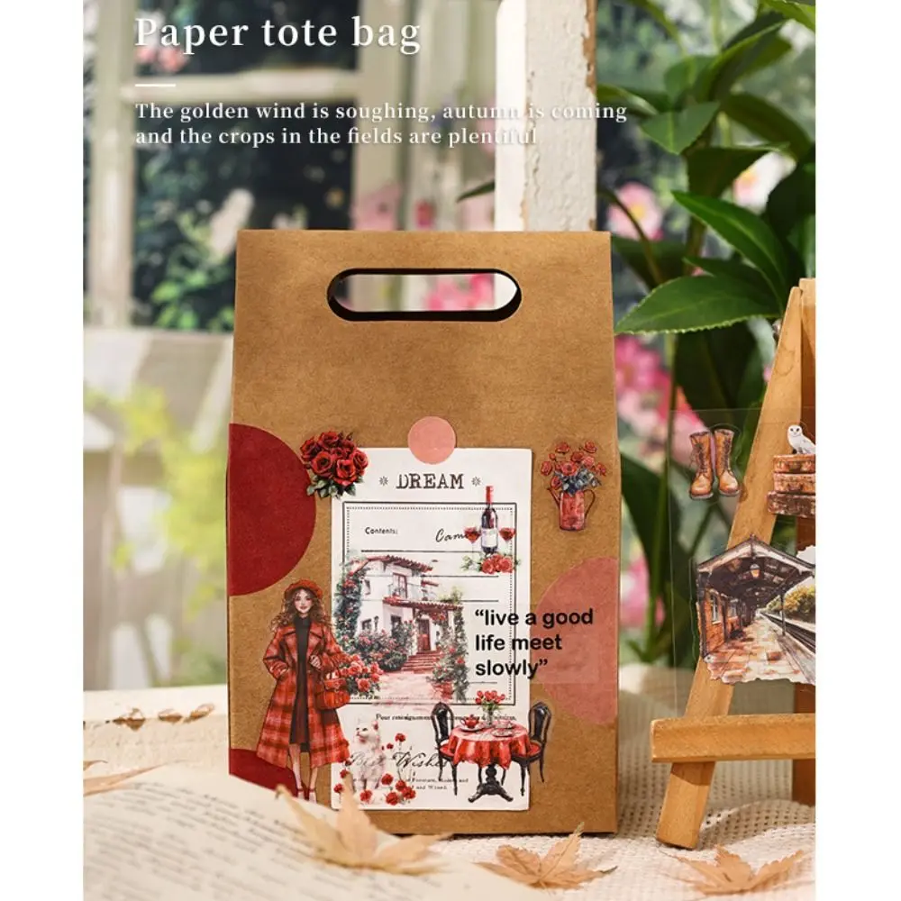 100Pcs Four Seasons DIY Scrapbook Stickers Exquite Retro Flower Theme Stickers Cute Handmade Children's Handbook Decor