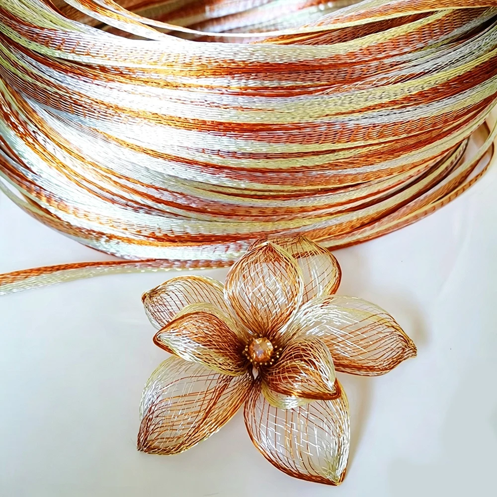 1/5 M Angel Mesh Copper Wire Tube, Colorful Metal Mesh Tubing for Floral Jewelry Brooch Hairpin Craft Supplies DIY Handmade Flor