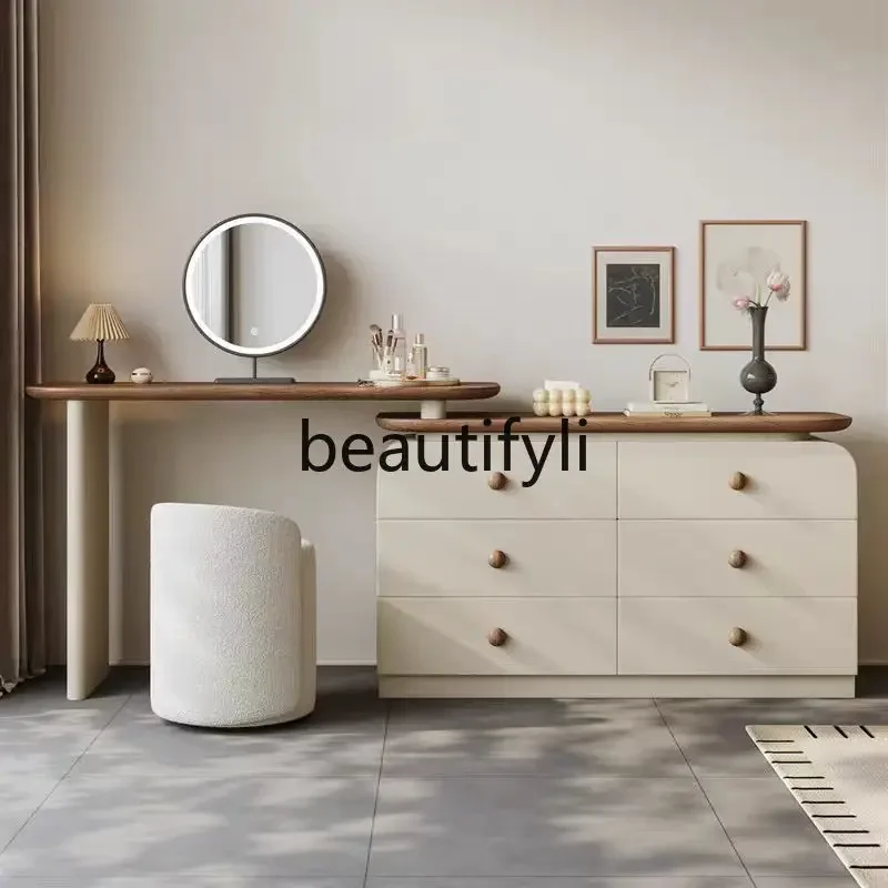 

French cream wind solid wood dresser storage cabinet integrated small apartment bedroom bedside cabinet7446