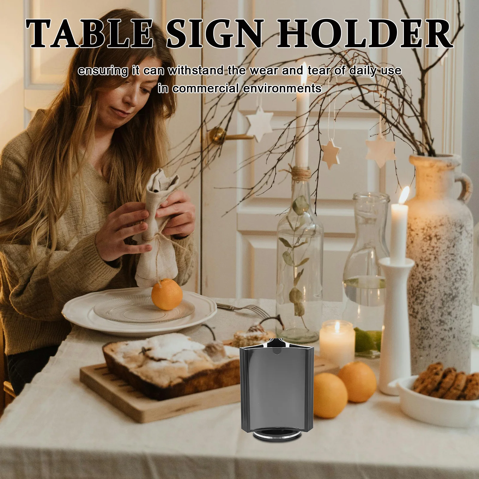 

3-Piece Rotating Menu Acrylic Clear Table Display Holder 3-Panel Vertical Stand For Restaurant Bar Signage Multi-Use Durable