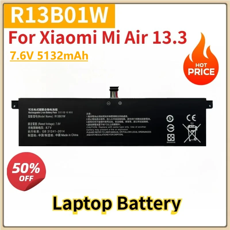 

R13B01W аккумулятор для ноутбука 7,6 В 5132 мАч для Xiaomi Mi Air 13,3 "серии планшетный ПК R13B01W R13B02W Совершенно новый, высокое качество