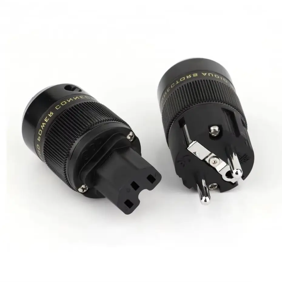 Premium Schuko EU Power Plug & IEC C15 Connector Handmade DIY Power Cable AV Power Cable Adapter