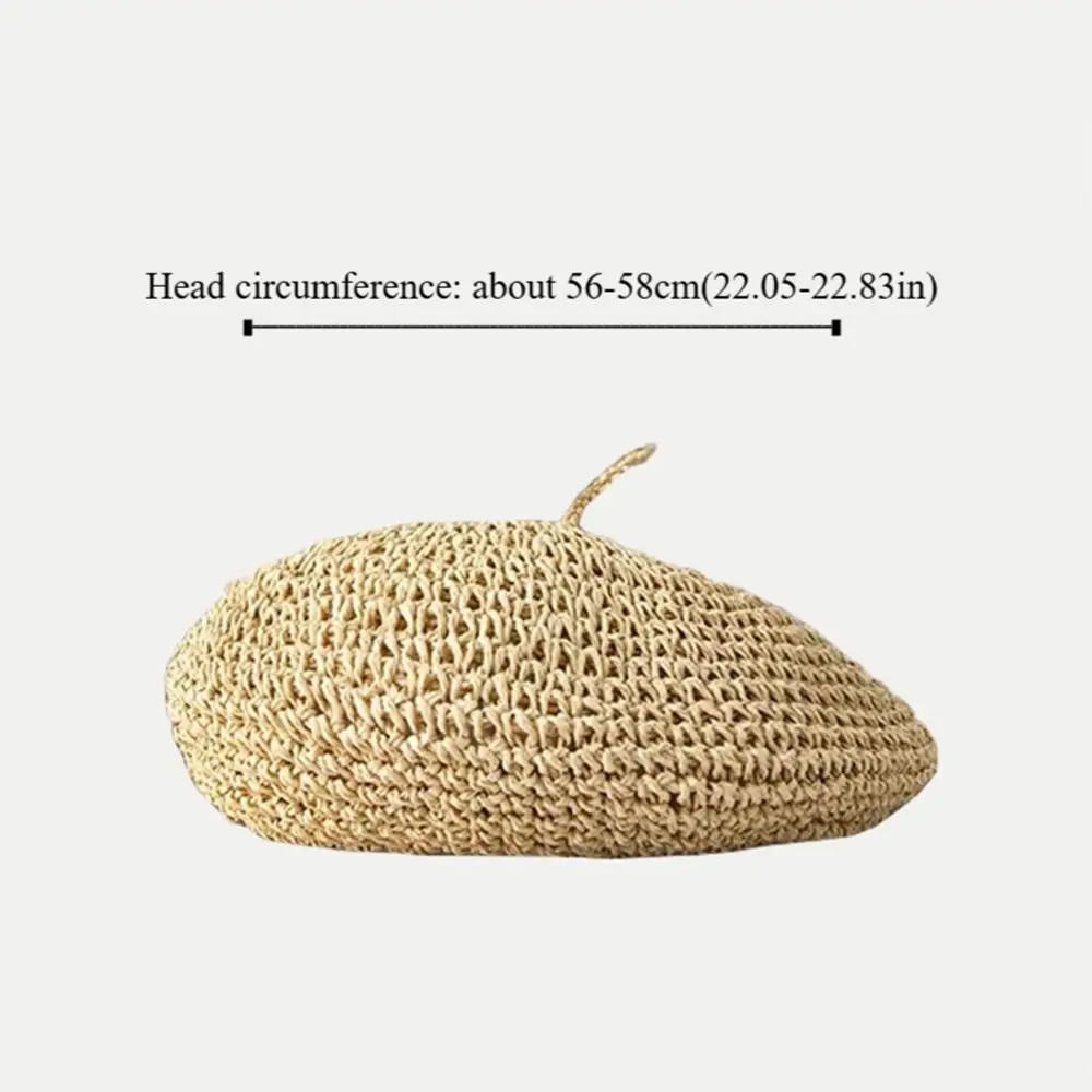 Французский летний соломенный берет, полая шапка ручной работы, вязаная крючком шляпа художника для девочек