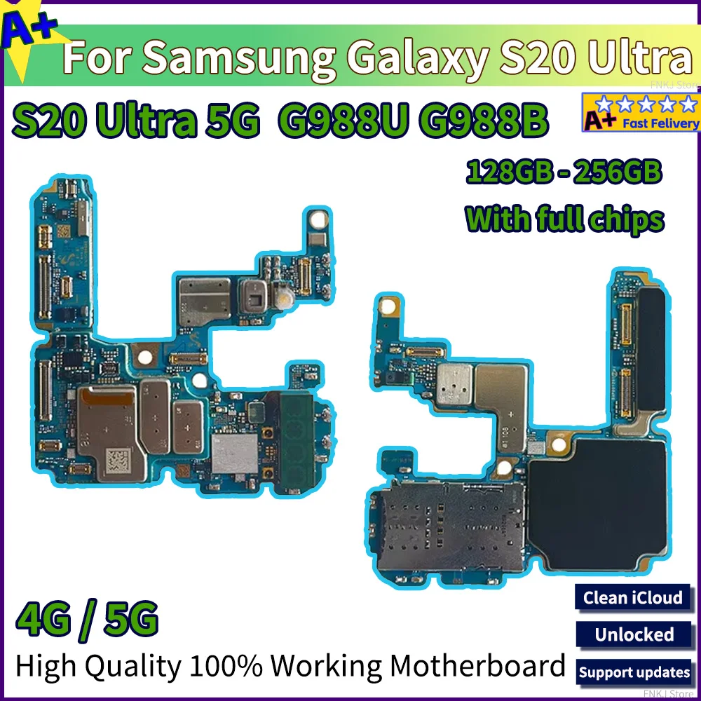 Main baord For Samsung Galaxy S20 Ultra G988U G988B Motherboard Unlocked Work Full Chips With Full Chips Android OS Logic Board