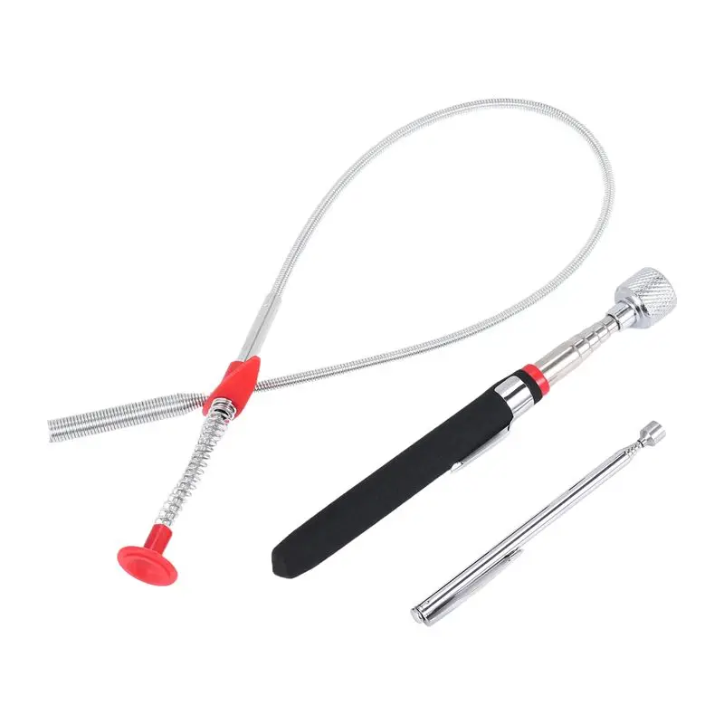 3 Pack Pick-Up Tool Set Magnetic Pick Up Tools Retrieving Telescoping Magnet Pickup Tools Bendable Curve Grabber-AT30