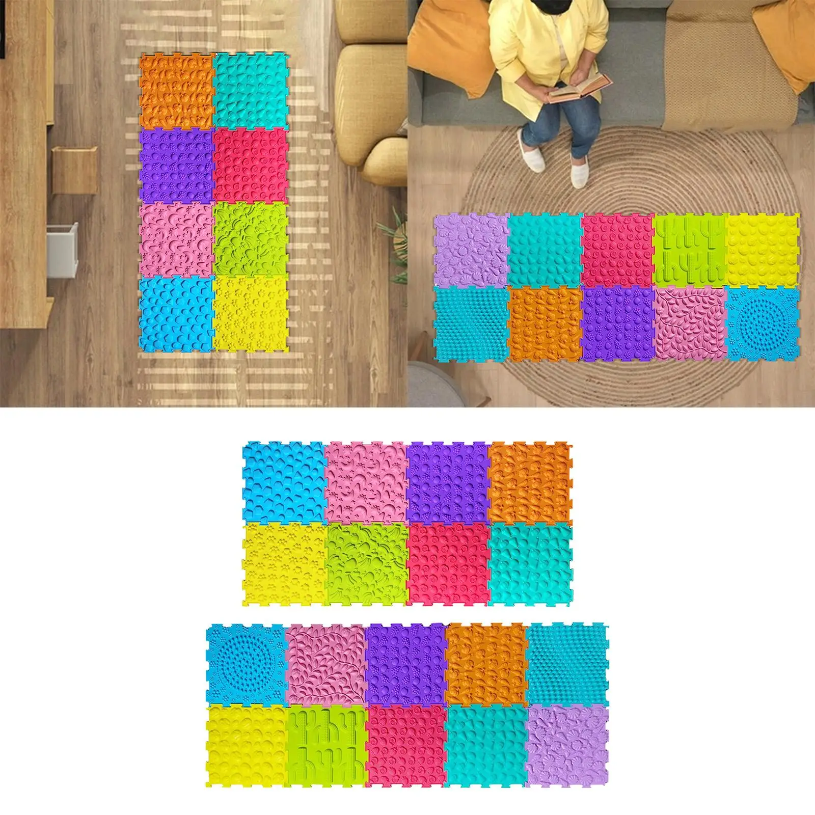 Tappetino puzzle sensoriale per massaggio Tappetino da gioco Percezione colore multifunzionale