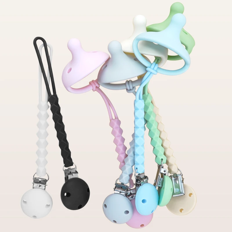 Baby Silicone Pacifier Chain Clips Infant Nipple Appease Soother Chain Clips Dummy Holder Nipple Clip Baby Accessories