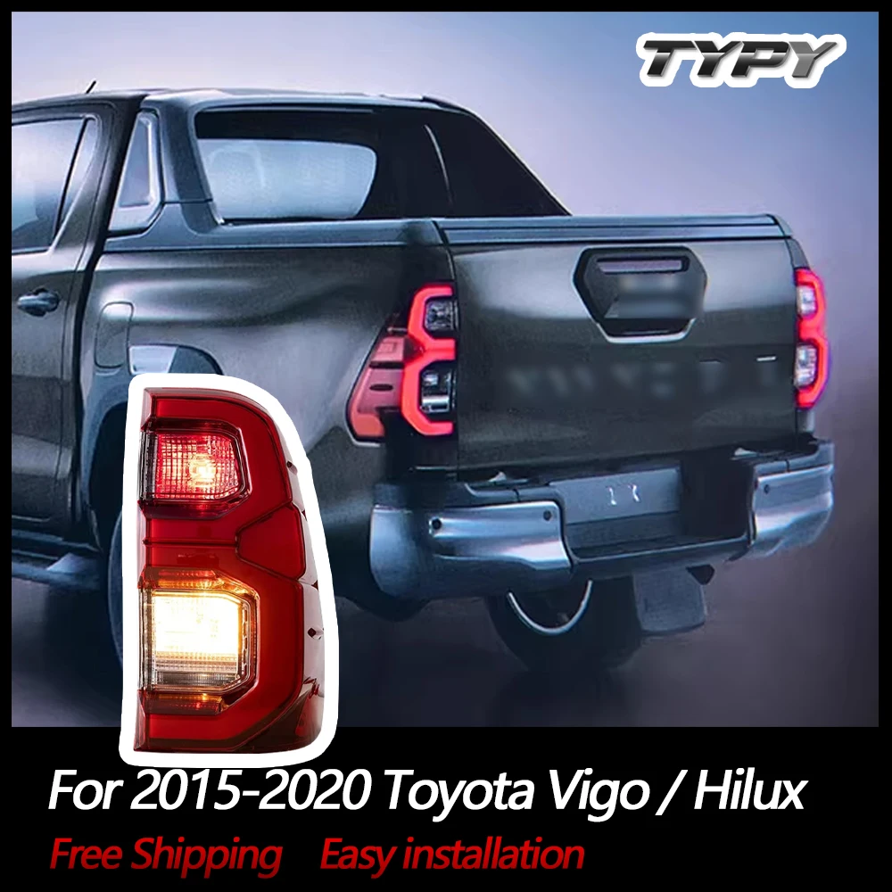 LED RED Tail Lights Assembly For Toyota Vigo / Hilux 2015-2020 Base, Chasis, Doble Cab, SR, DLX w/Brake Lamps