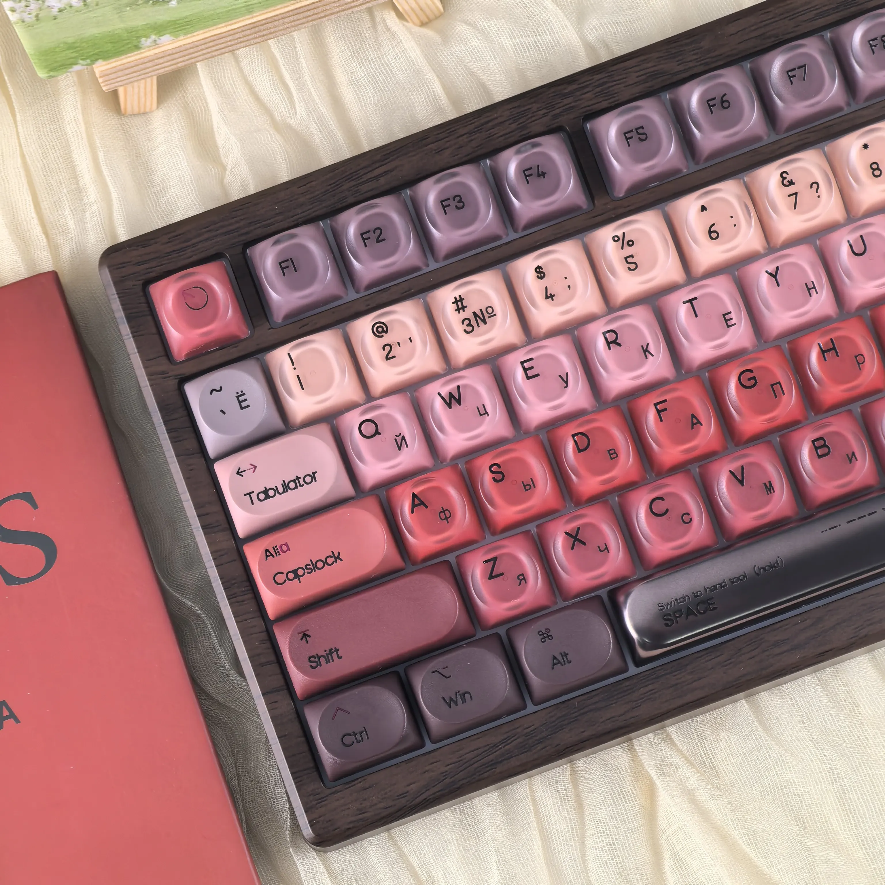 MAIMOOO Russian Keycap Lipstick Jelly Gradient Metallic Retro Wine Red Keyboard Keycap For Aula Ajazz