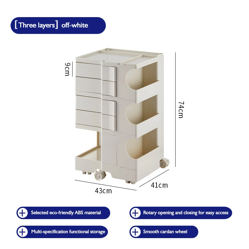 Factory Nordic Storage Rotary Cabinet Creative Cart Storage Nightstand Multicolor Movable Storage Cabinet