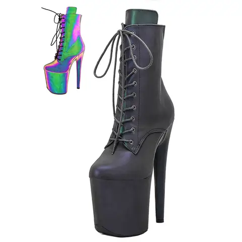 WUXIN H&P Women's 8in Stripper Heels Boots，Pole Dance Ankle Boots Shoes 20cm Platform Stiletto Exotic Heel
