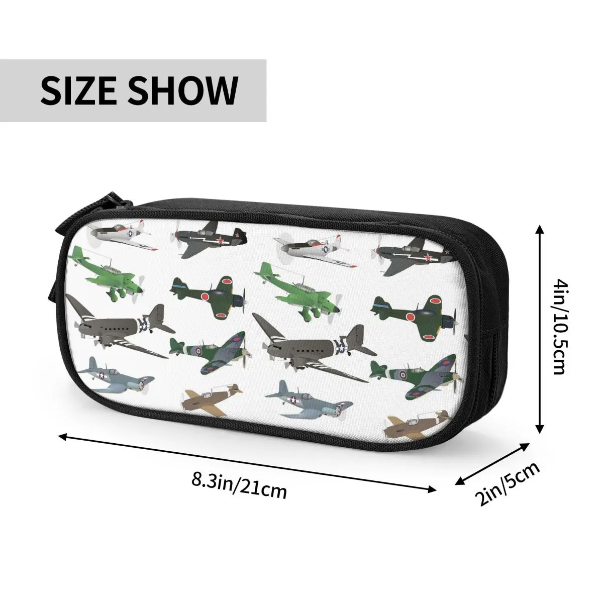 Multiple WW2 Airplanes Pencil Cases for Students Gifts Pen Box Pencil Bag Large Storage Pencil Pouch