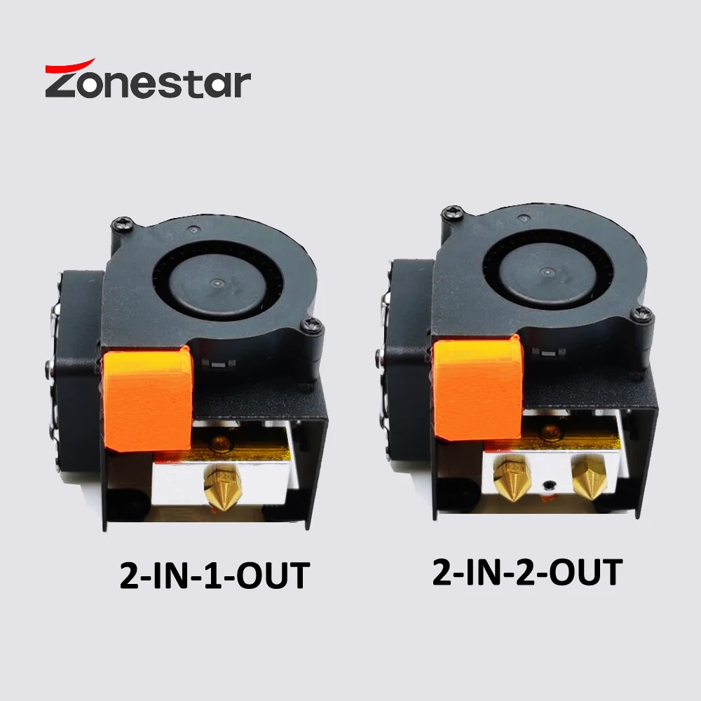 ZONESTAR Dual Color 2-IN-1-OUT 2-IN-2-OUT Double Extruder Hotend Assembly Mix Color Hotend Print Head 3D Printer