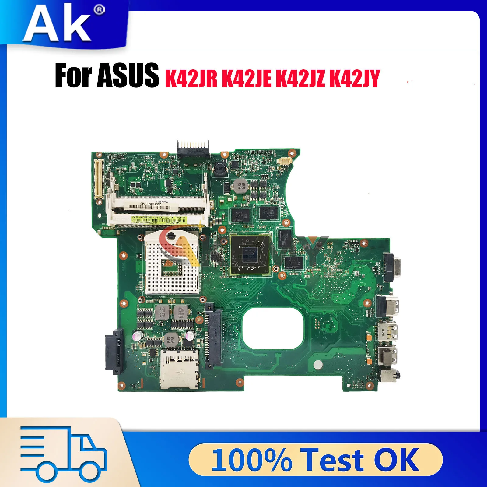 

K42JR Материнская плата для ноутбука ASUS K42JY K42JE K42JZ A42J K42JC K42JP K42JA X42J K42JR K42J K42JZ Материнская плата 100% тестовая быстрая доставка