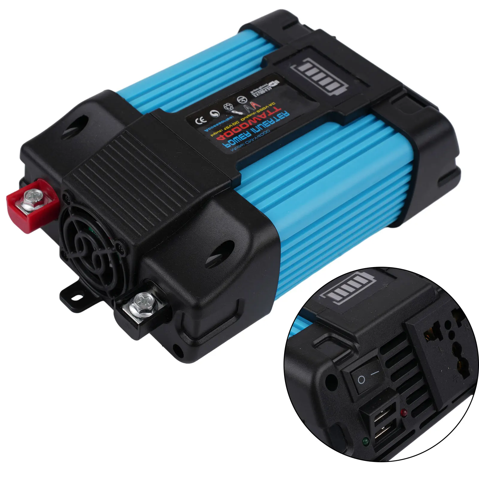 4000W Car Power Inverter Y4000-Blue DC 12V To AC 110/220V Pure Sine Wave Dual USB LCD Display Electronic Accessories