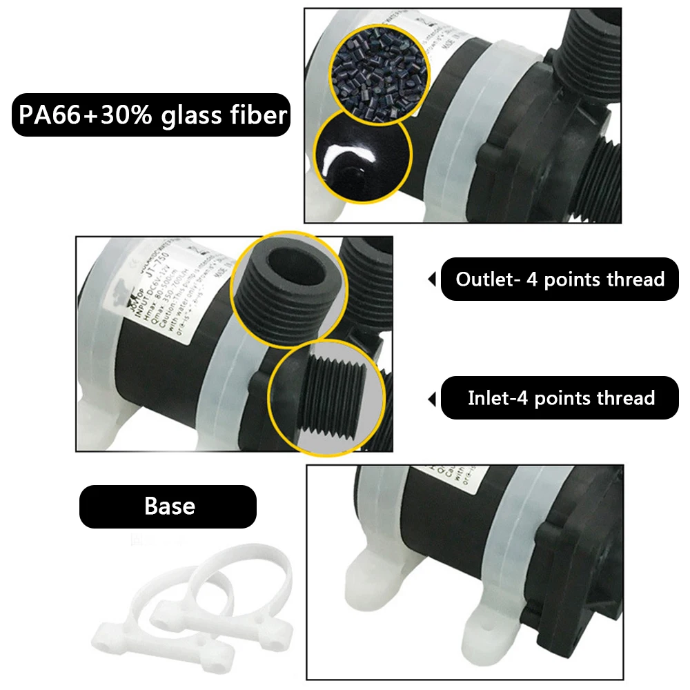 Water Heater Shower Floor Heating Booster Pump DC 12V 24V Brushless Solar Motor Water Pump Silent 4 Points Threaded IP68 US Plug