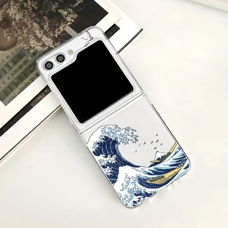 

Wave Pattern Transparent Hard Case for Samsung for galaxy Z Flip 6/ 5 5G/ 7/Z Flip 7FE,