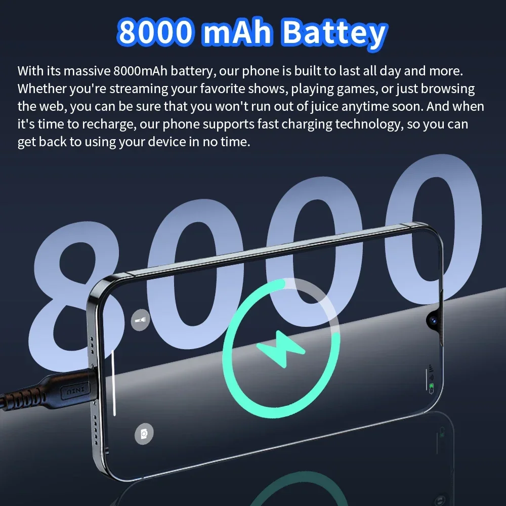 Global C20 Pro new Gaming Phone 6.8'' HD+ Android 13 16GB+1TB 8000mAh Face unlock Fingerprint unlocking Edition 5G mobile phone