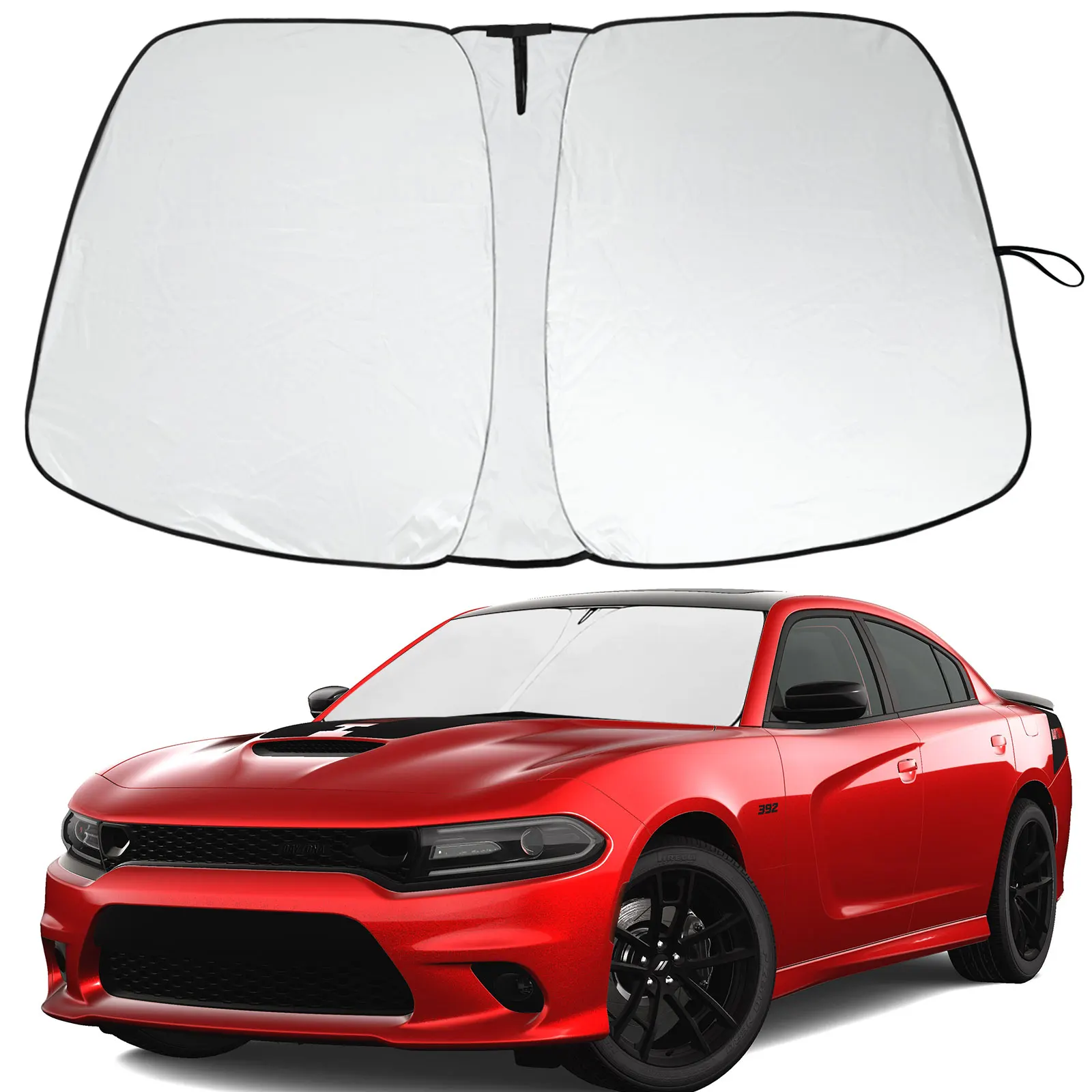

Windshield Sun Shade for Dodge Charger 2011-2024 Sun Shade Chevy Tahoe Accessories Foldable Front Window Shades Protector